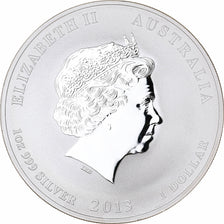 Australia, Elizabeth II, Dollar, 2013, Perth, Year of the Snake, Plata, FDC