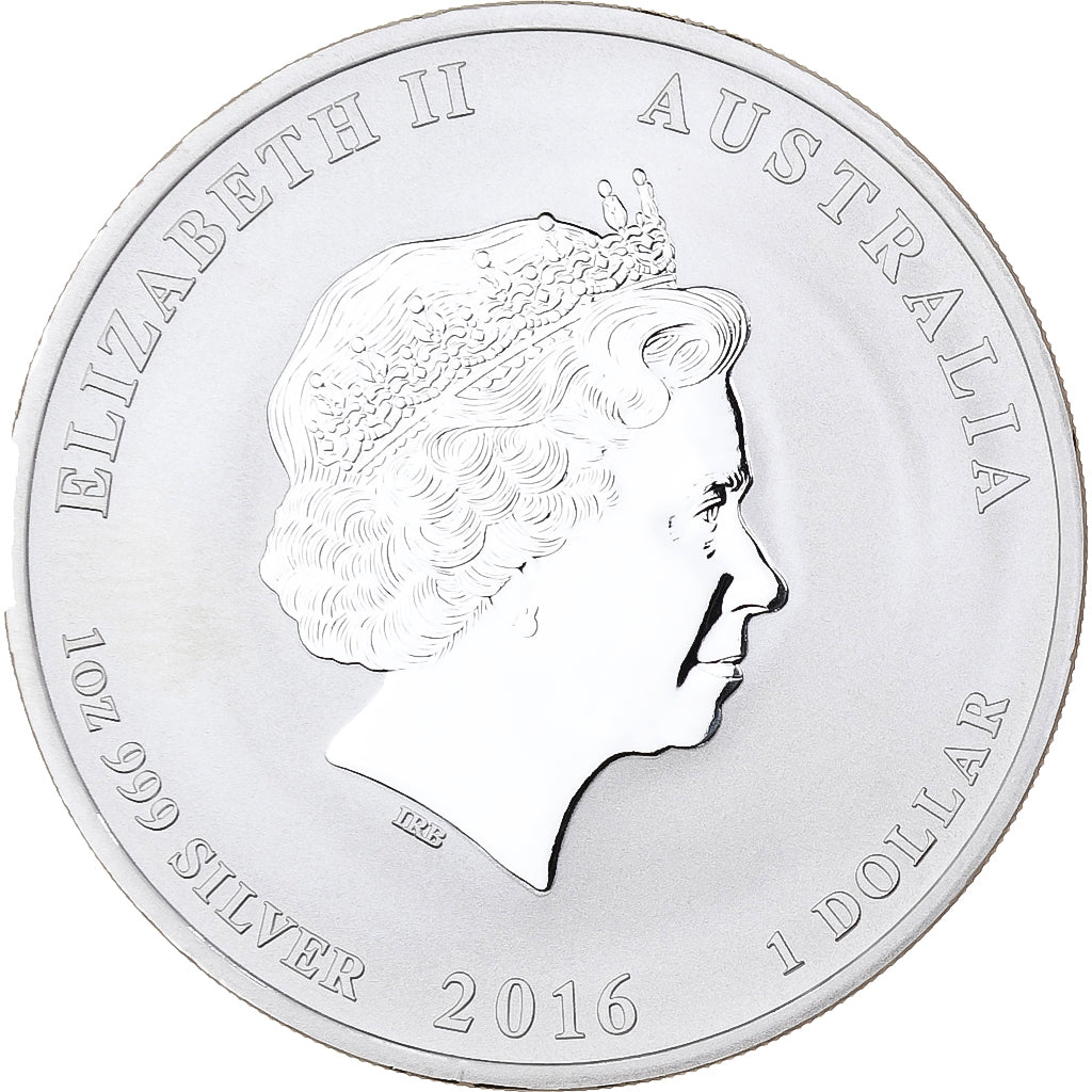 Australia, 1 Dollar, Year of the Monkey, 2016, 1 Oz, Silver, MS(65-70)