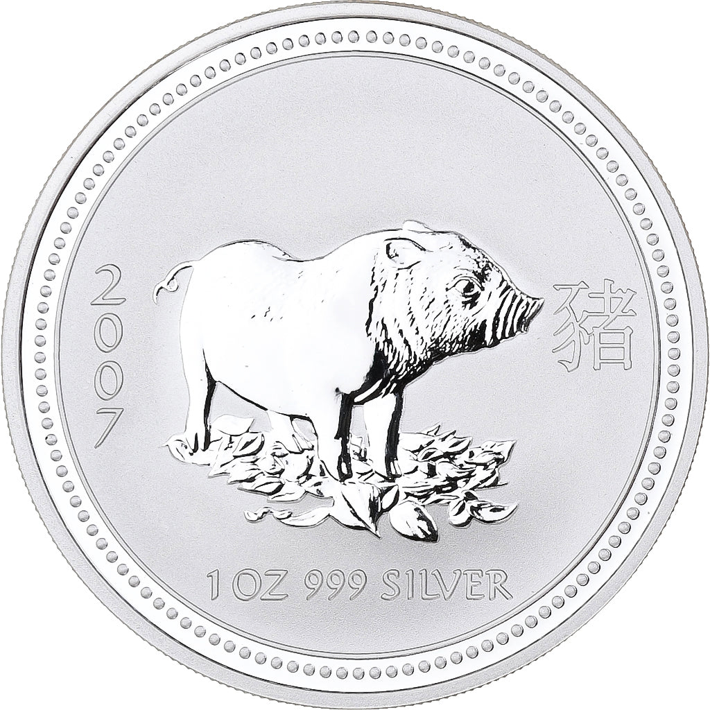 Münze, Australien, Year of the Pig, Dollar, 2007, 1 Oz, STGL, Silber