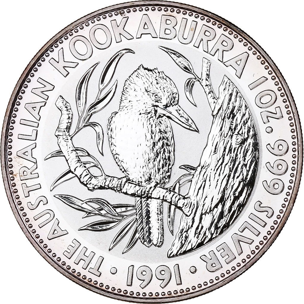 Australia, 1 Dollar, Australian Kookaburra, 1991, 1 Oz, Silver, MS(65-70)