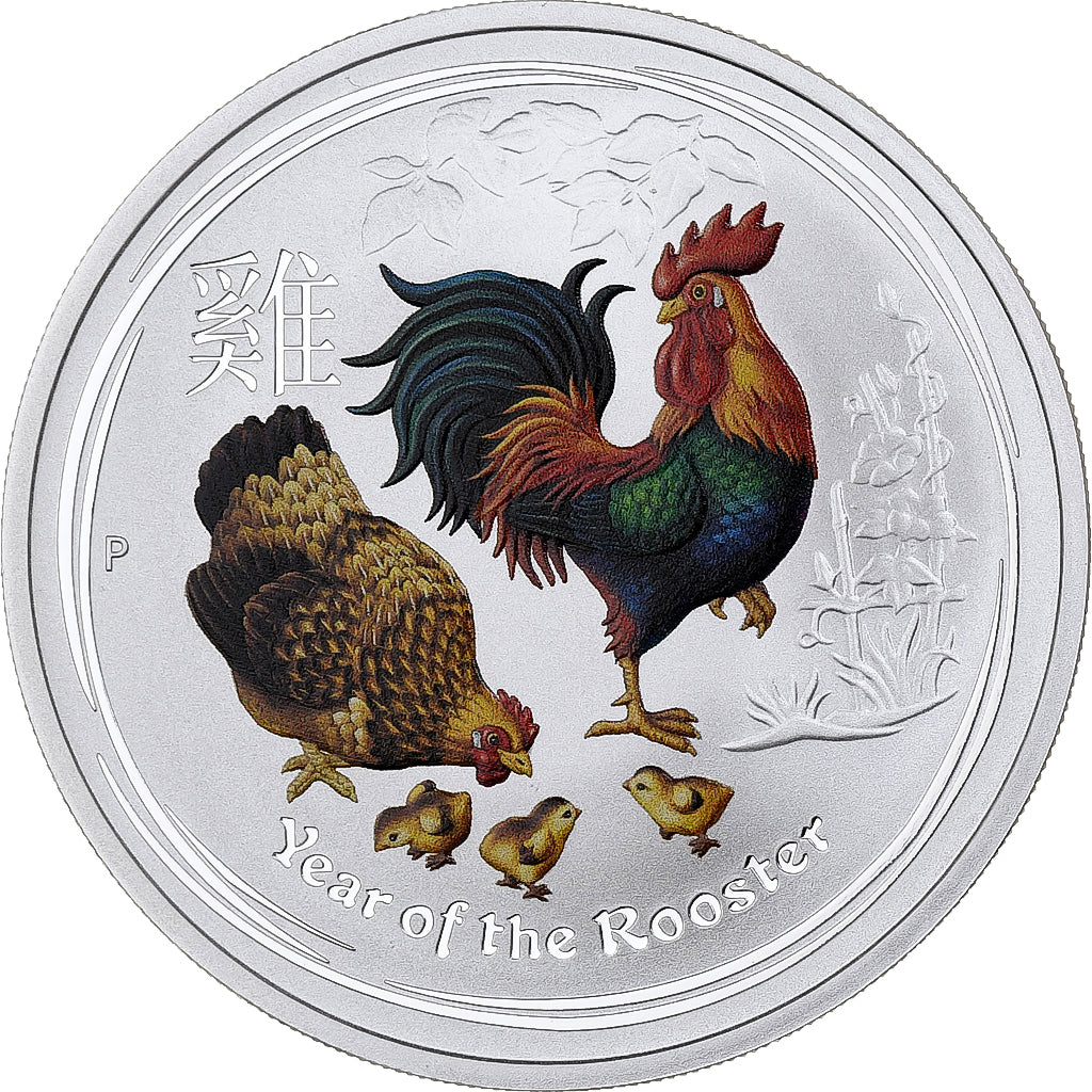 Australia, 1 Dollar, Year of the Rooster, 2017, 1 Oz, Srebro, MS(65-70)