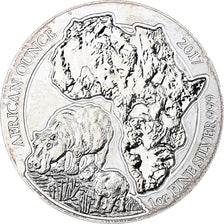 Rwanda, 50 Francs, Hippopotamus, 2017, 1 Oz, Silver, MS(64)