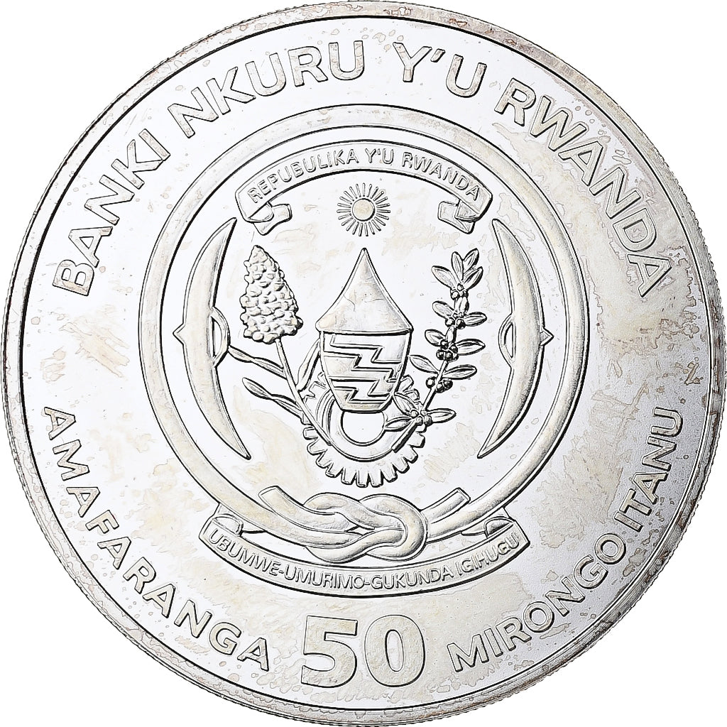 Rwanda, 50 Francs, Hippopotamus, 2017, 1 Oz, Silver, MS(64)