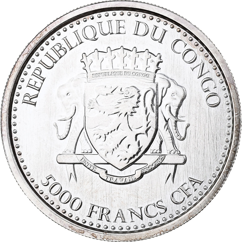 Congo, 5000 Francs, Congo Silverback Gorilla, 2016, Scottsdale, 1 Oz, Plata, FDC