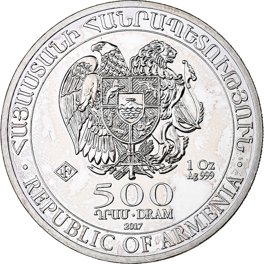 Armenia, 500 Dram, Noah's Ark, 2017, 1 Oz, Srebro, MS(64)