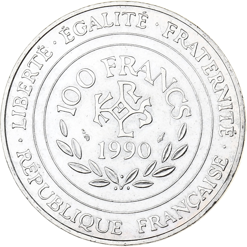 France, 100 Francs, Charlemagne, 1990, Silver, AU(55-58), Gadoury:954, KM:982