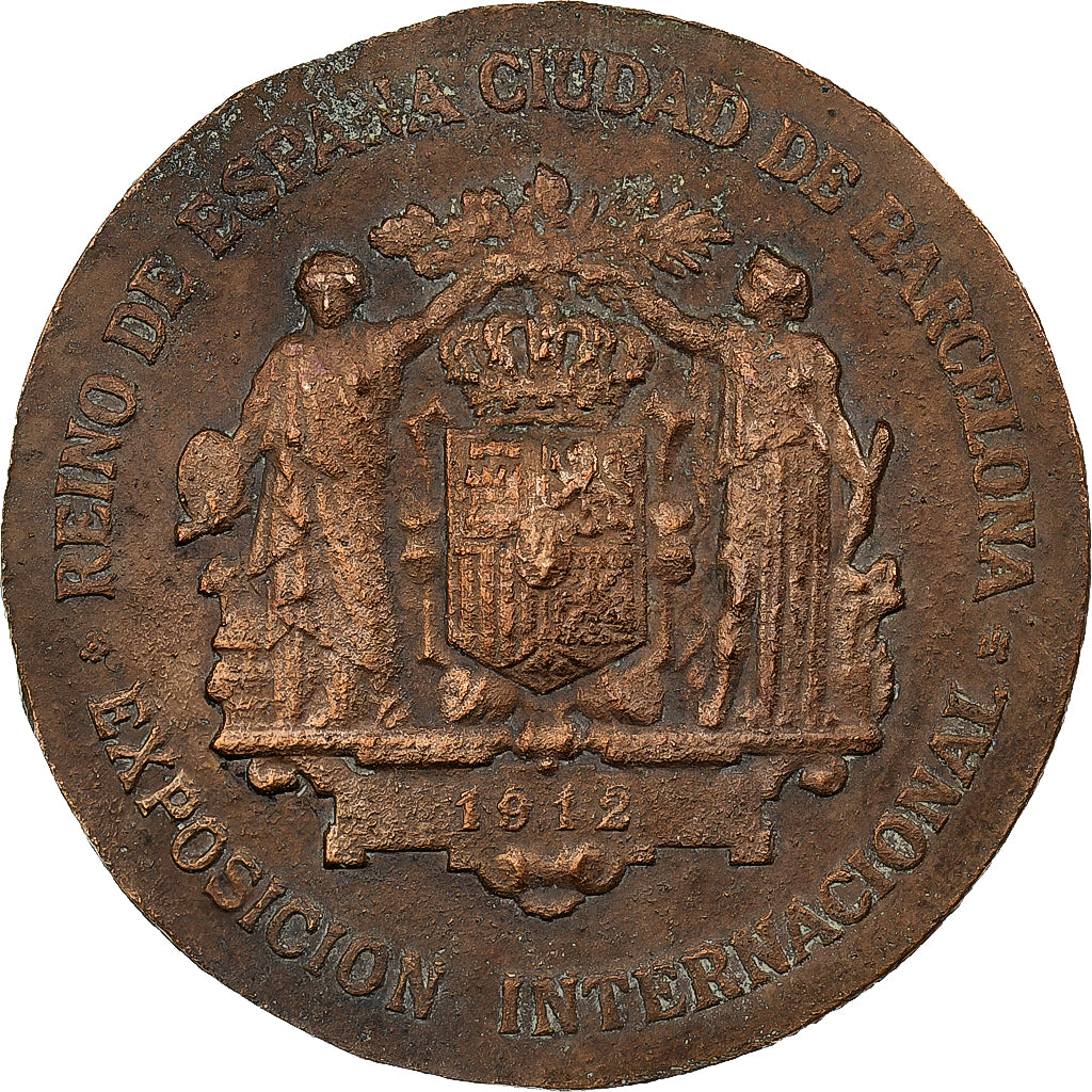Spain, Medal, Alfonso XIII, Exposicion Internacional, Barcelona, 1912, Bronze