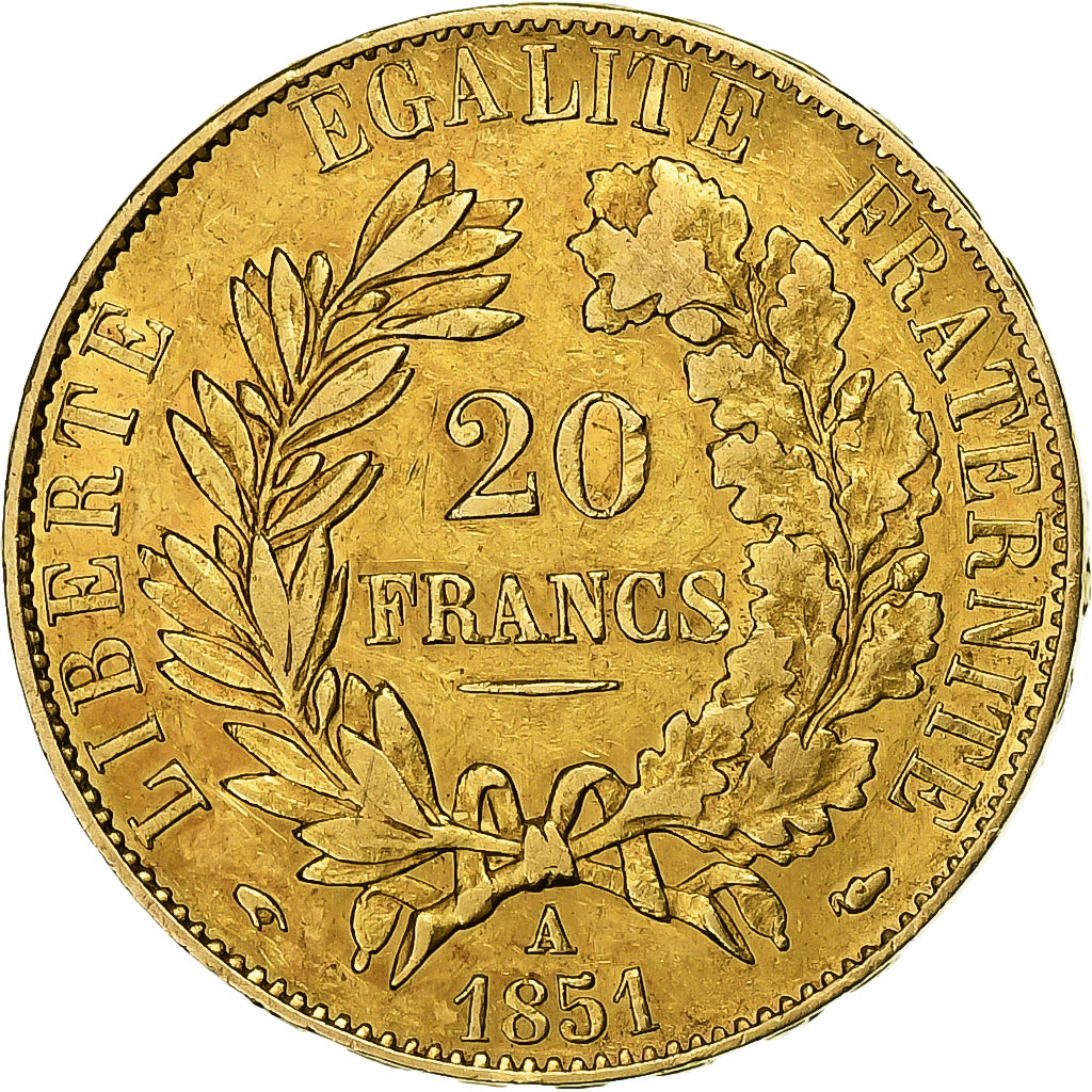 France, 20 Francs, Cérès, 1851, Paris, Or, TTB, Gadoury:1059, KM:762