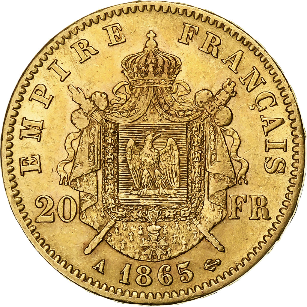 France, Napoléon III, 20 Francs, Napoléon III, 1865, Paris, Or, TTB+
