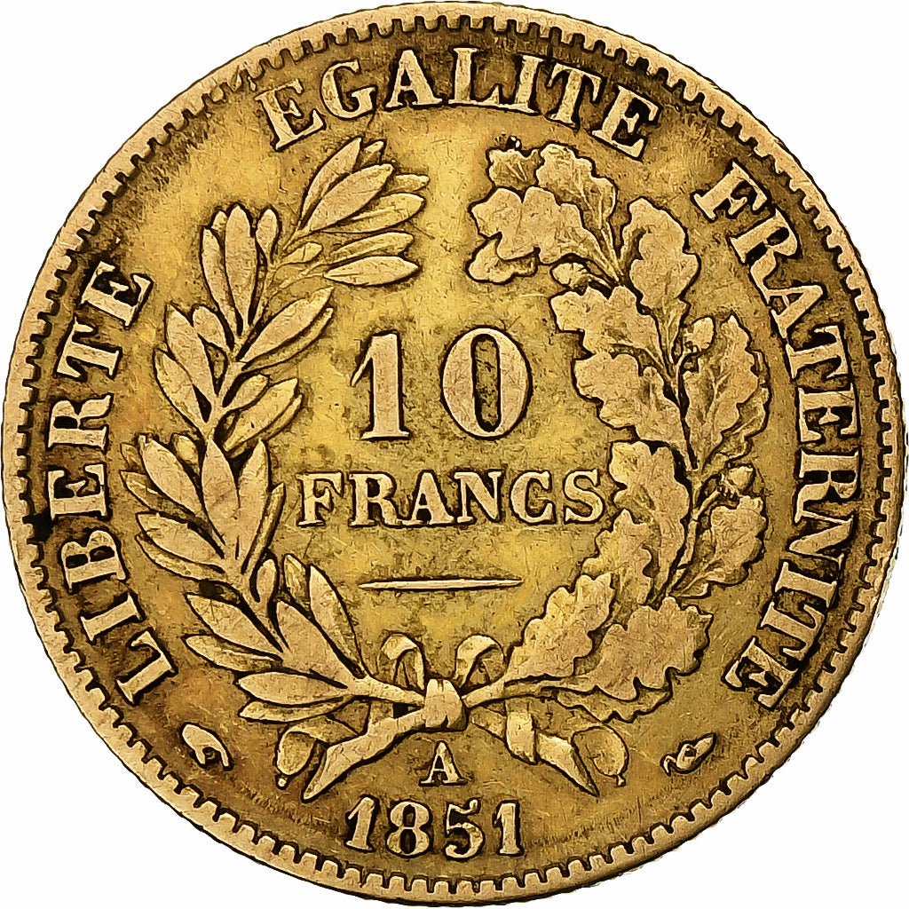 France, 10 Francs, Cérès, 1851, Paris, Or, TB+, Gadoury:1012, KM:770