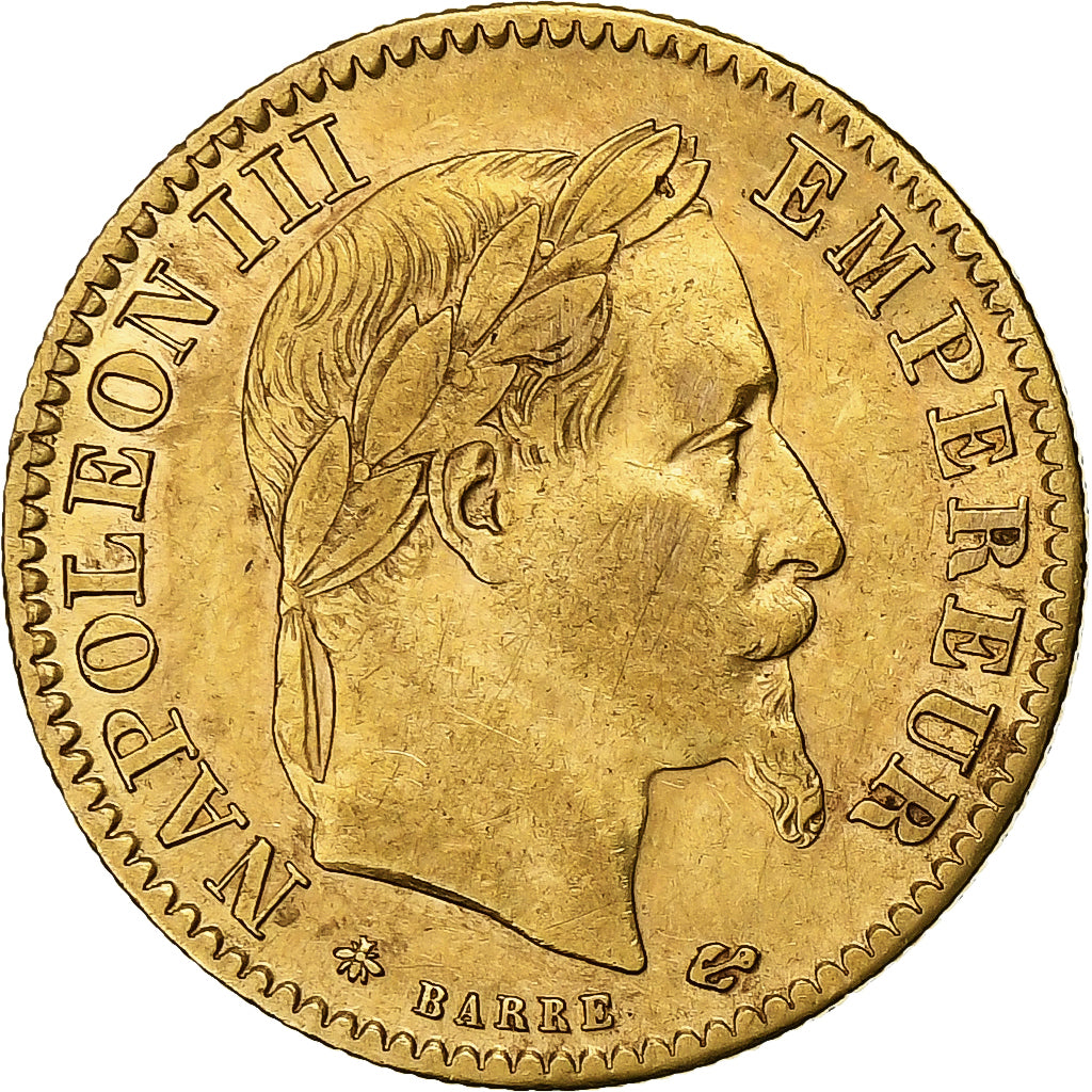 Francja, Napoleon III, 10 Francs, 1865, Paris, Złoto, EF(40-45), Gadoury:1015