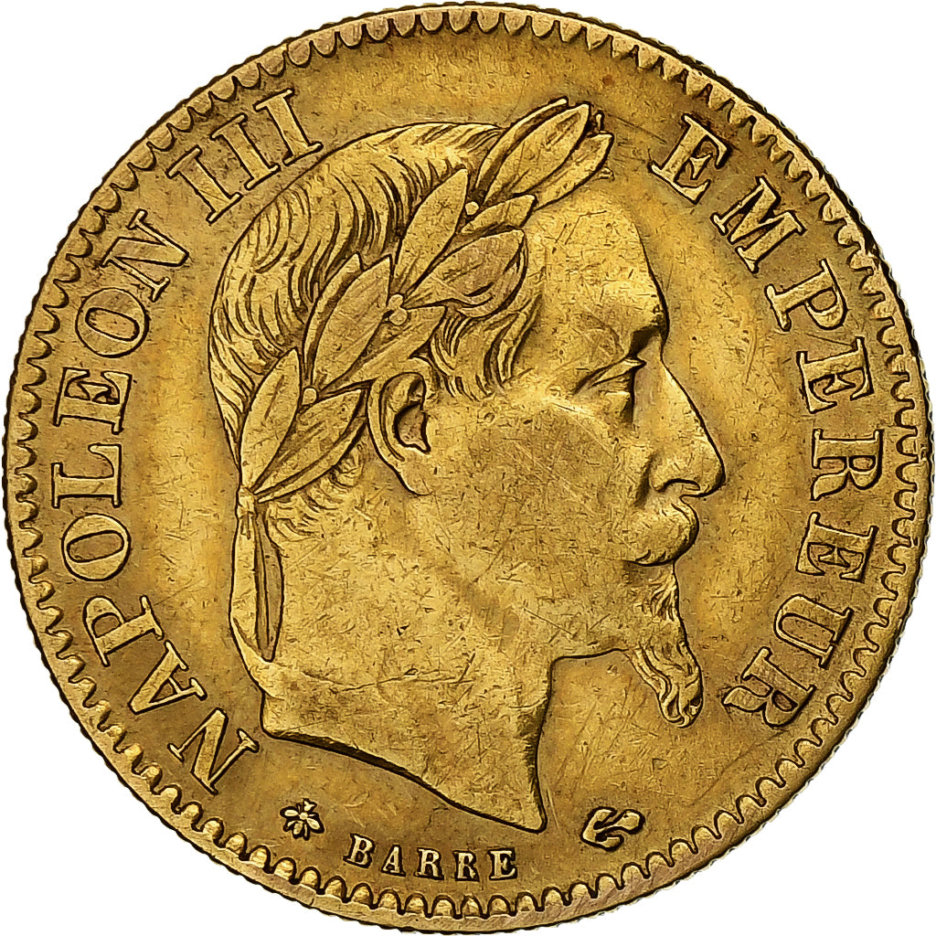 França, Napoleon III, 10 Francs, 1867, Paris, Dourado, VF(30-35), Gadoury:1015