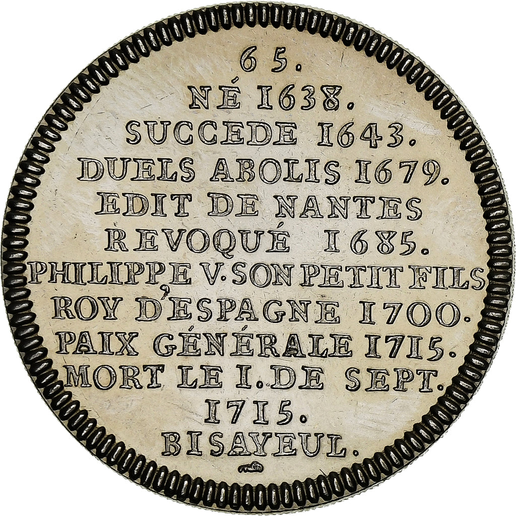 França, Medal, Les rois de France, Louis XIV, História, MS(65-70), Níquel
