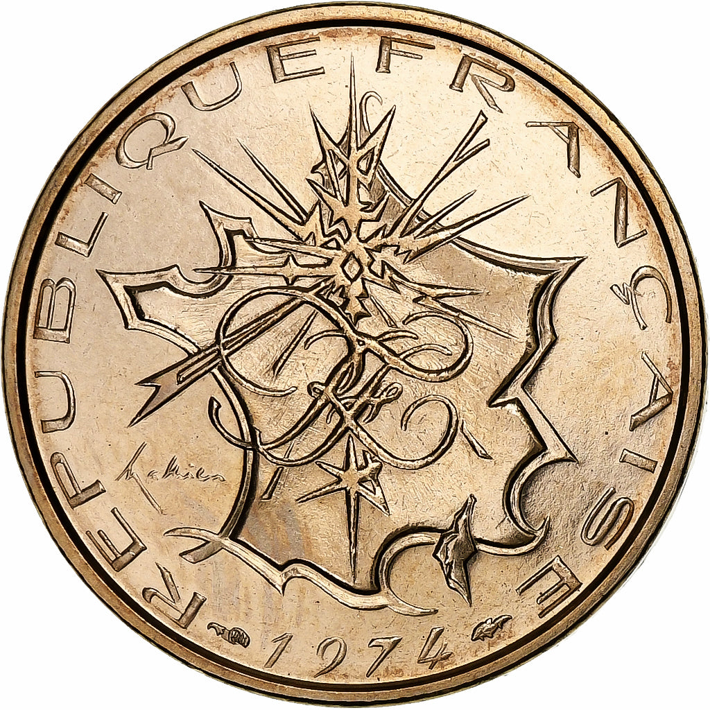 Francja, 10 Francs, Mathieu, 1974, Paris, FDC, Mosiądz niklowy, MS(65-70)