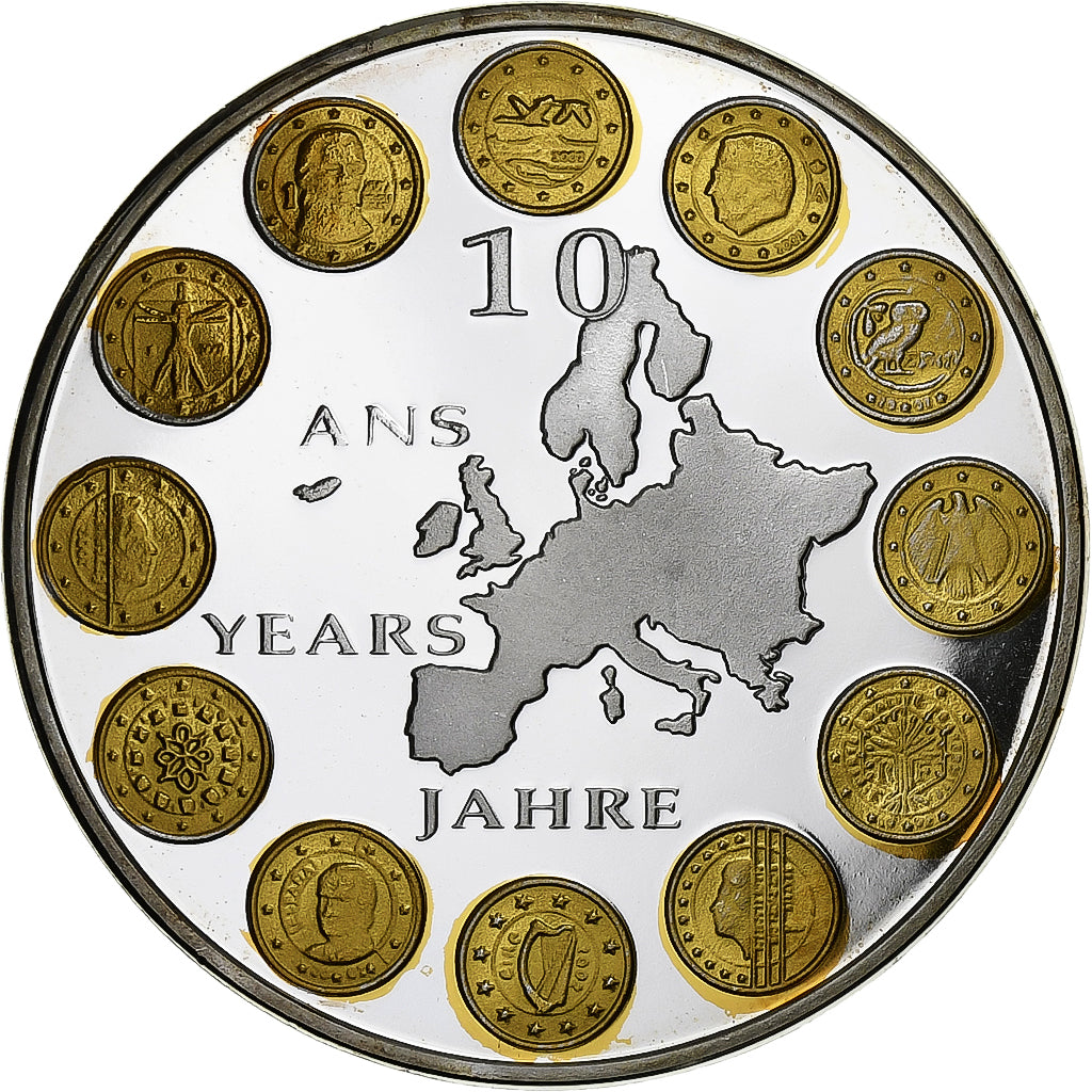 France, Medal, 10 ans de l'Euro, 2008, Copper Gilt, Pillage de l'Europe