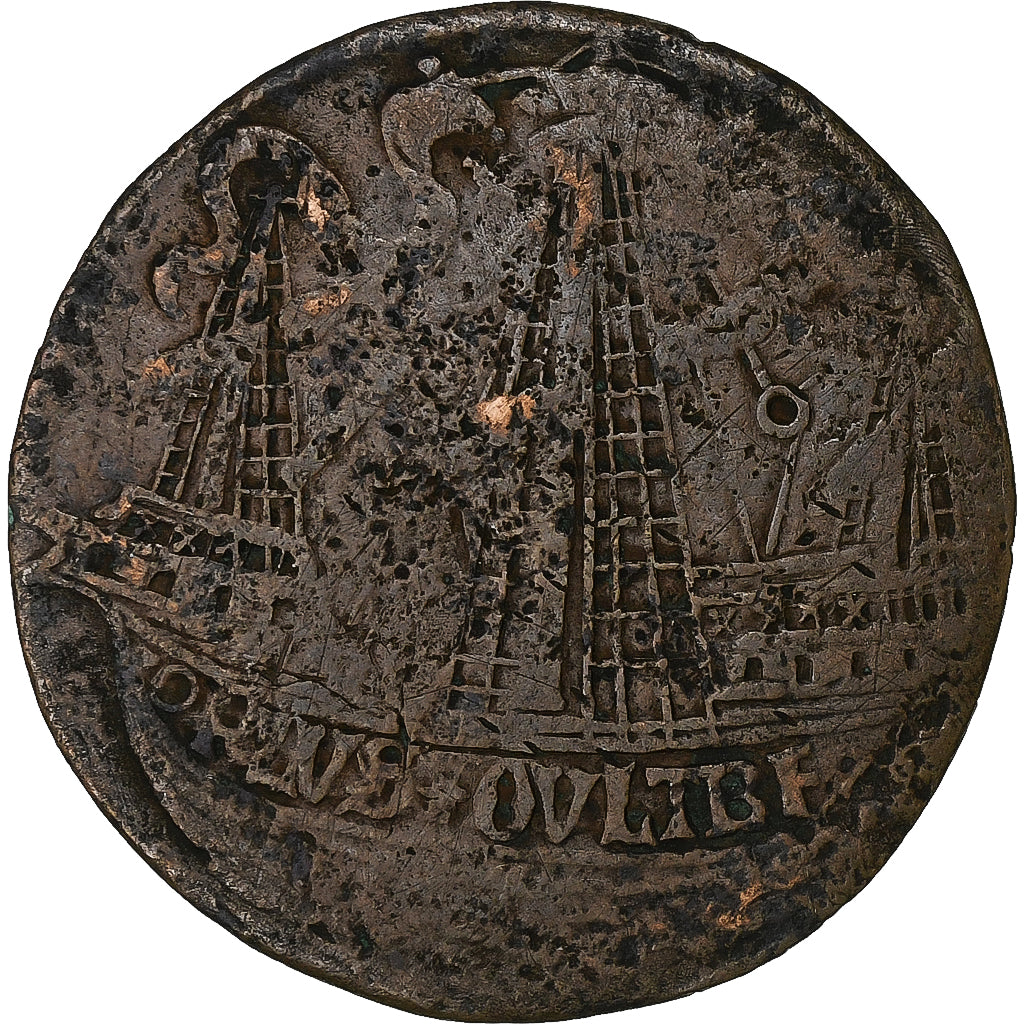 Spanish Netherlands, Token, Charles Quint, Finances, 1518, Copper, F(12-15)