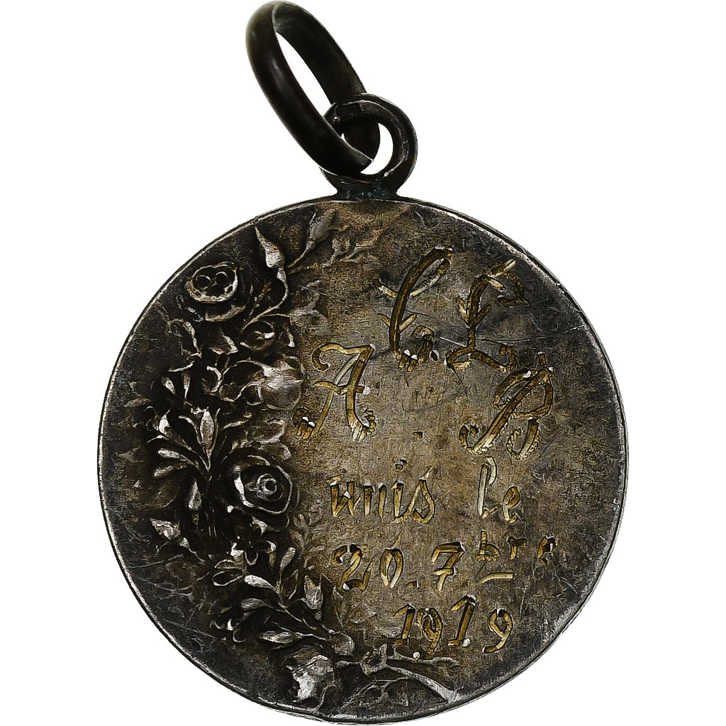 France, Médaille, Noces, Mariage, Religion, 1919, Argent, Rasumny, TTB+