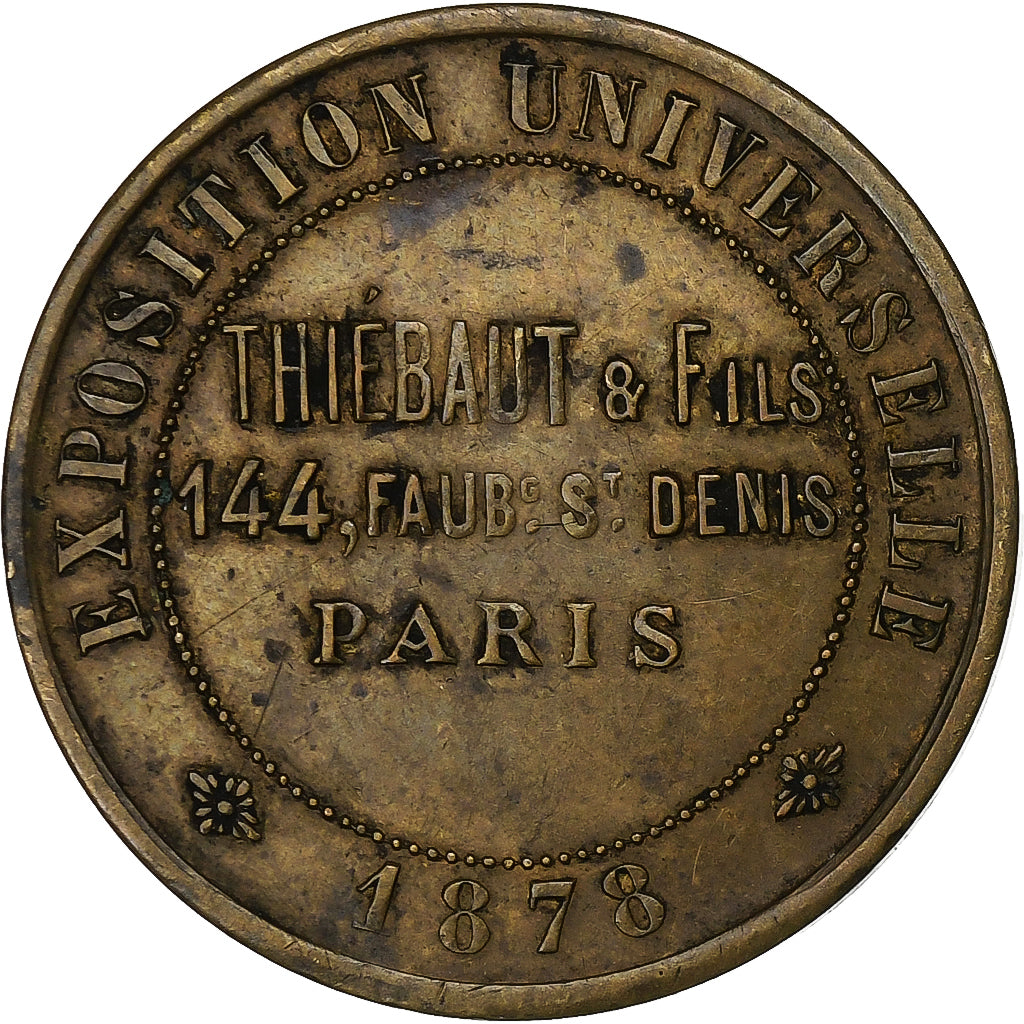 France, Token, Exposition Universelle de Paris, Thiébaut et Fils, 1878, Copper