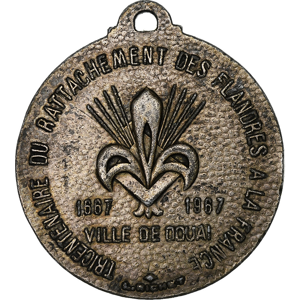 Francia, medalla, Tricentenaire du Rattachement des Flandres à la France, 1967