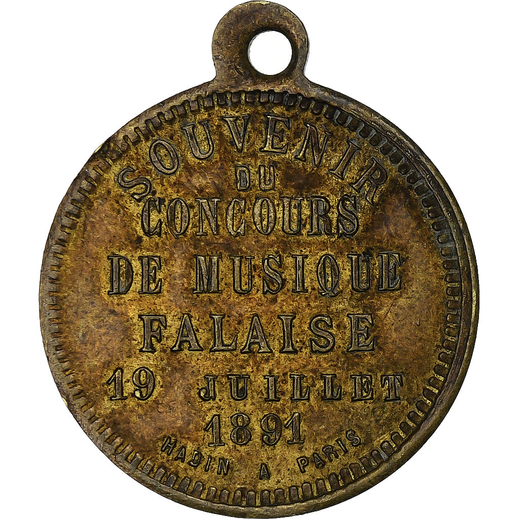 França, medalha, Concours de Musique de Falaise, 1891, Latão, VF(30-35)