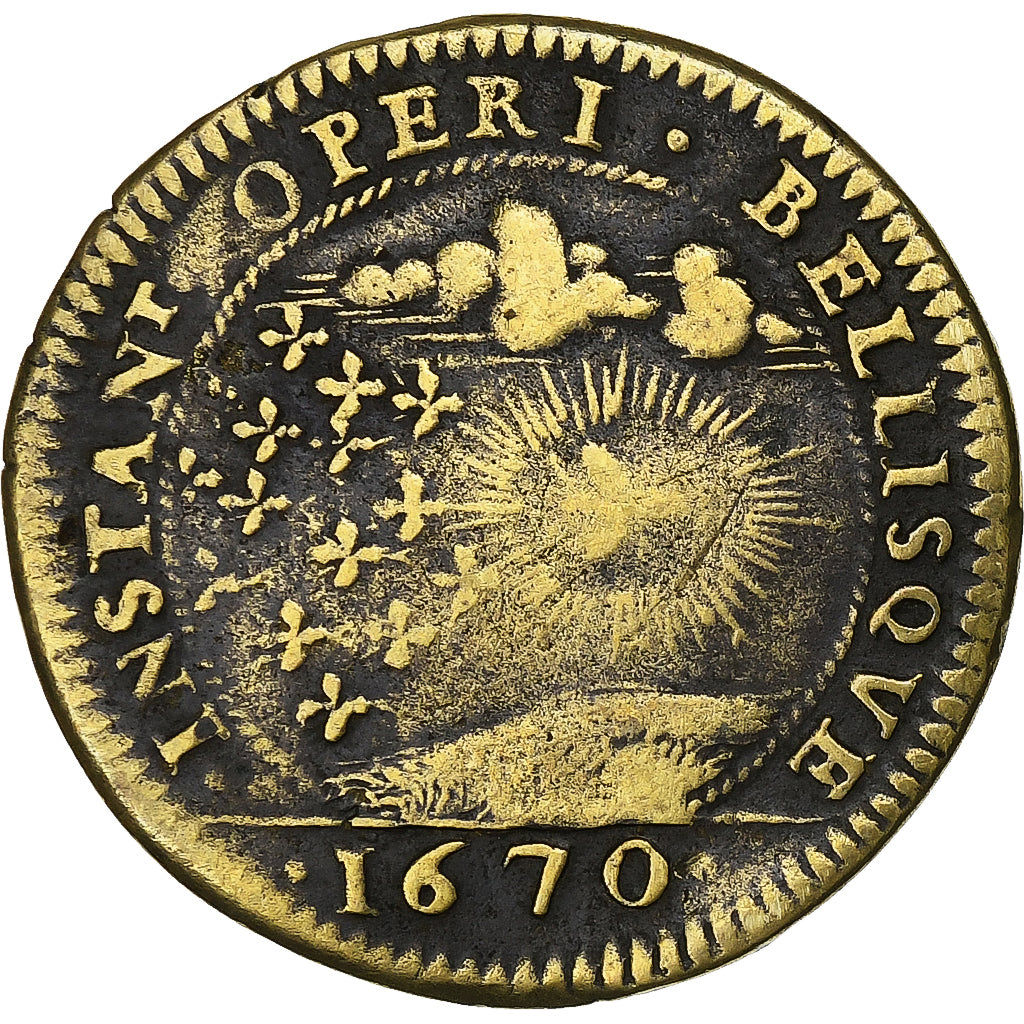 France, Jeton, Louis XIV, Extraordinaire des Guerres, 1670, Laiton, TB+