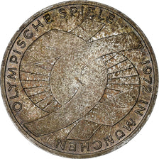 GERMANIA - REPUBBLICA FEDERALE, 10 Mark, 1972, Stuttgart, Argento, BB+, KM:131