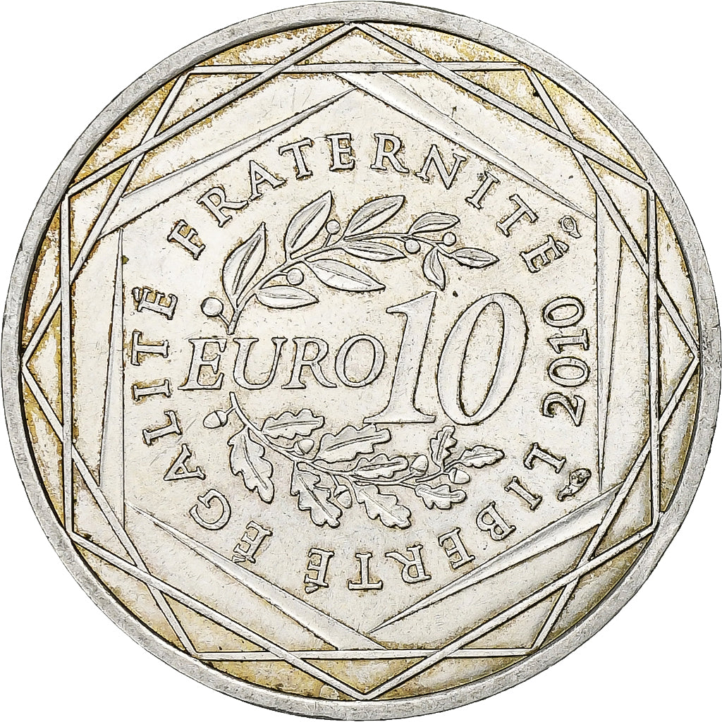 França, 10 Euro, 2010, Paris, Prata, AU(55-58), KM:1666