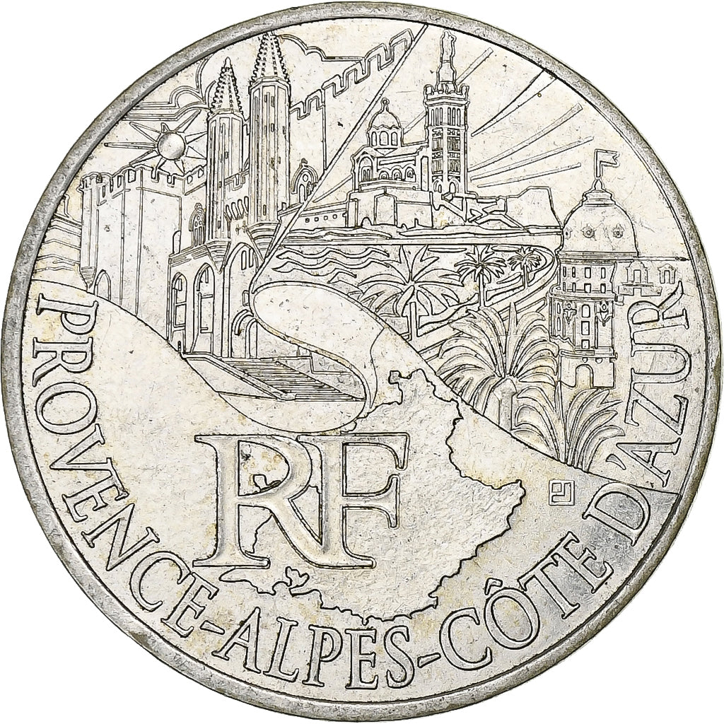 France, 10 Euro, Provence Alpes Côte d'Azur, 2011, Paris, Silver, AU(55-58)