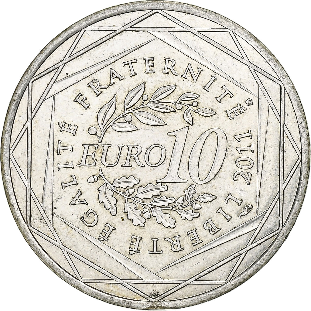 France, 10 Euro, Provence Alpes Côte d'Azur, 2011, Paris, Silver, AU(55-58)