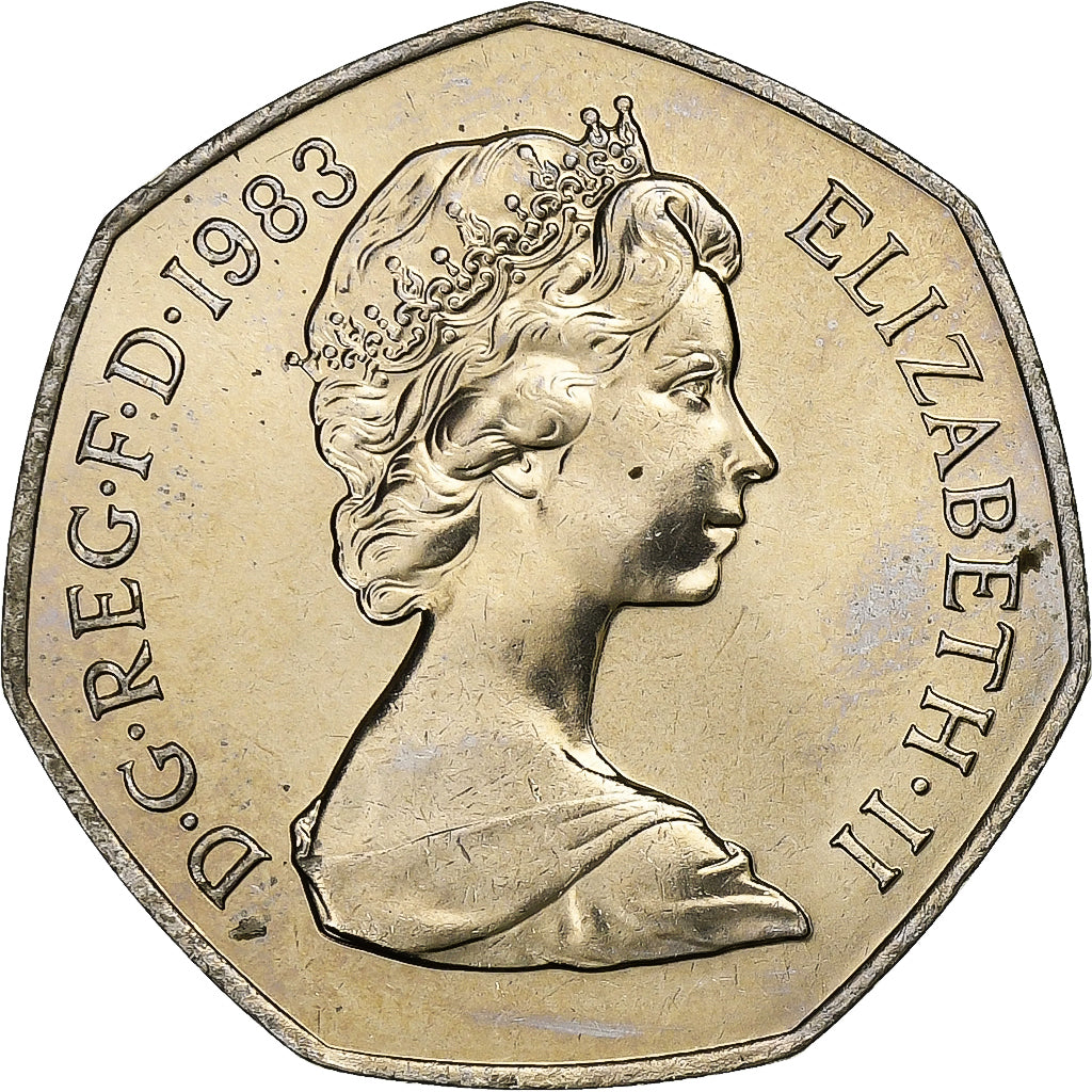 Coin, Great Britain, Elizabeth II, 50 Pence, 1983, BU, MS(65-70), Copper-nickel