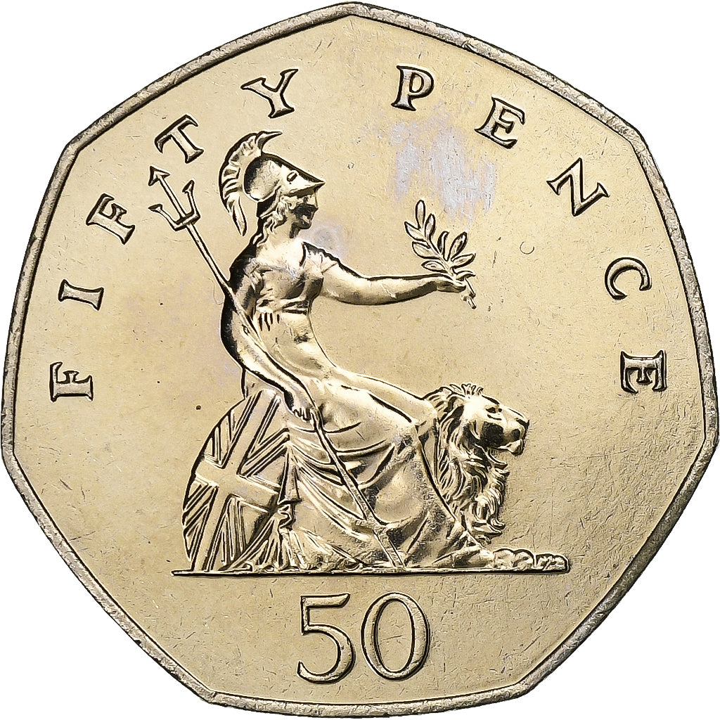 Coin, Great Britain, Elizabeth II, 50 Pence, 1983, BU, MS(65-70), Copper-nickel