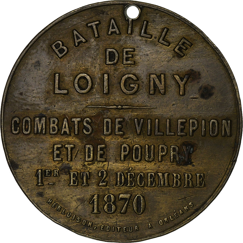 France, Médaille, Bataille de Loigny, 1870, Bronze, TTB+