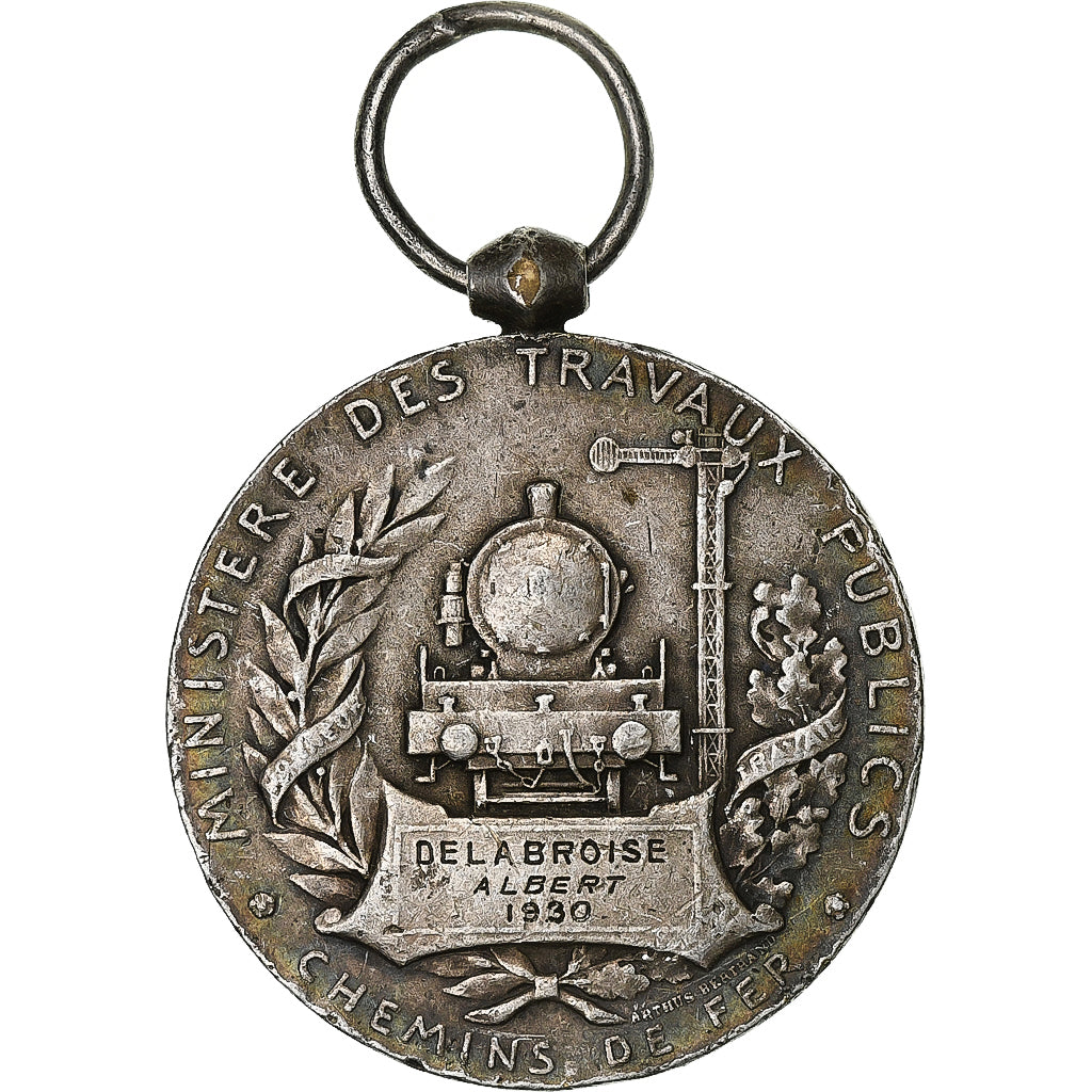 France, Travail, Chemins de Fer, Railway, Medal, 1930, Very Good Quality, Roty