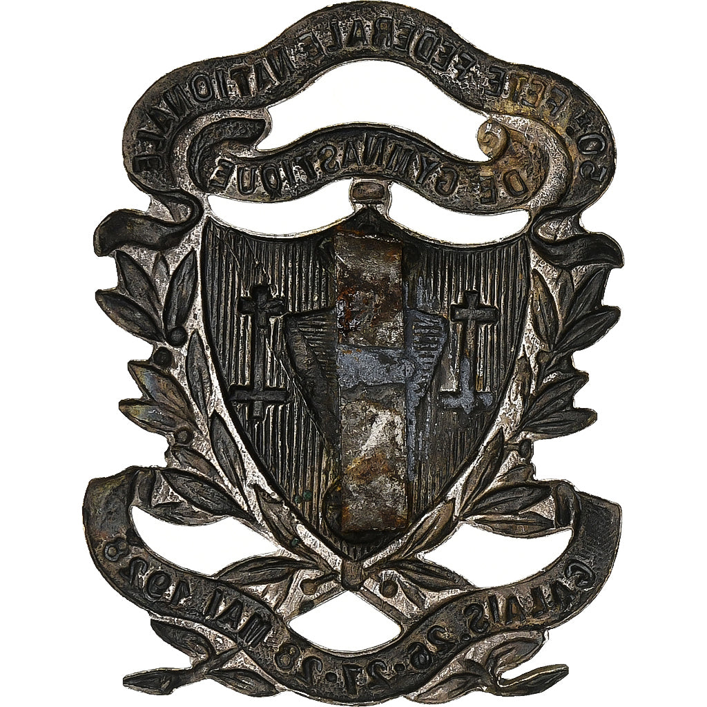 France, Medal, Fête Fédérale Nationale de Gymnastique, Calais, 1928, Silvered