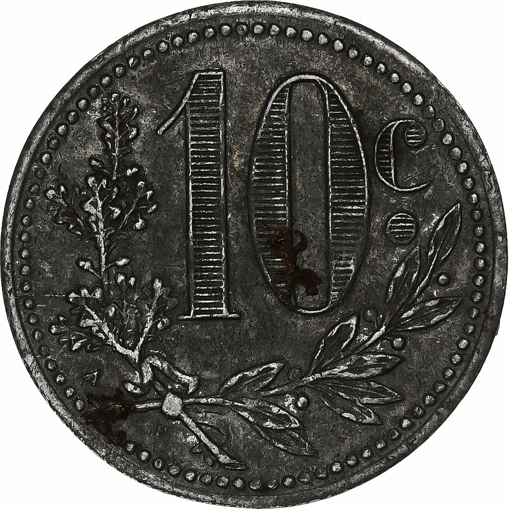 Algeria, Chambre de Commerce d'Alger, 10 Centimes, 1916, SS, Aluminium