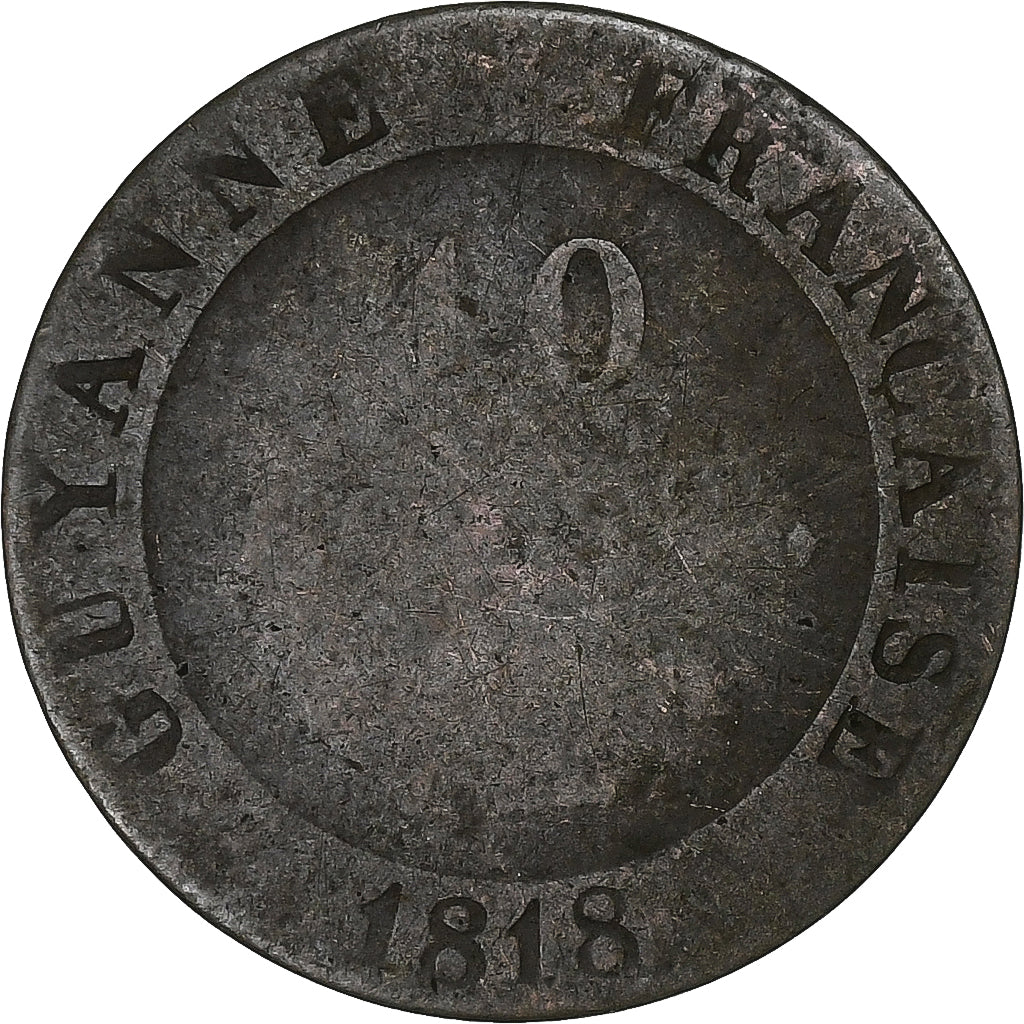 Moneta, Guinea francese, 10 Centimes, 1818, Paris, B+, Biglione, KM:A1