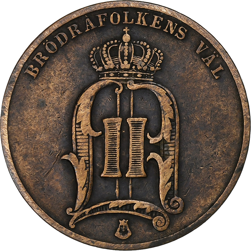 Suecia, Oscar II, 5 Öre, 1887, Bronce, MBC, KM:736