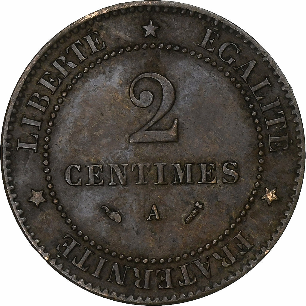 France, 2 Centimes, Cérès, 1888, Paris, Bronze, VF(30-35), Gadoury:105