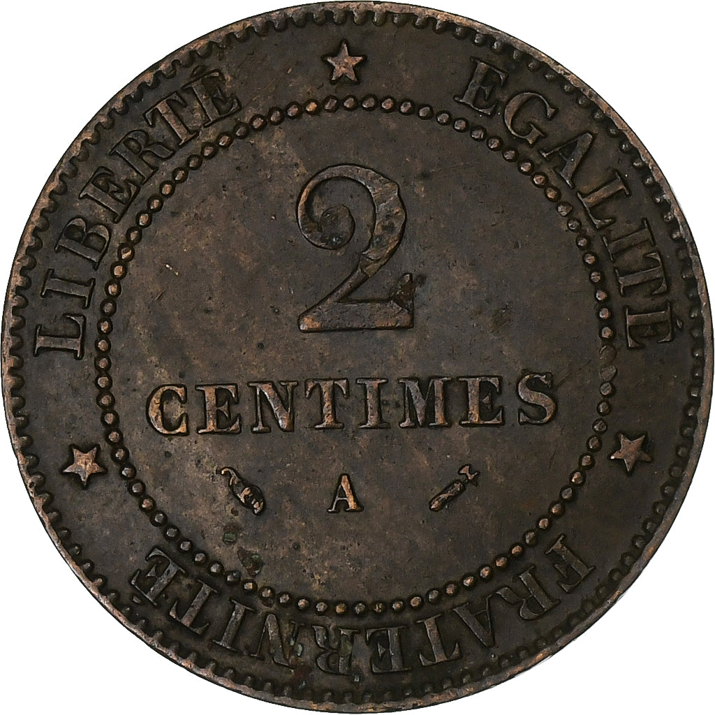 France, 2 Centimes, Cérès, 1882, Paris, Bronze, EF(40-45), Gadoury:105