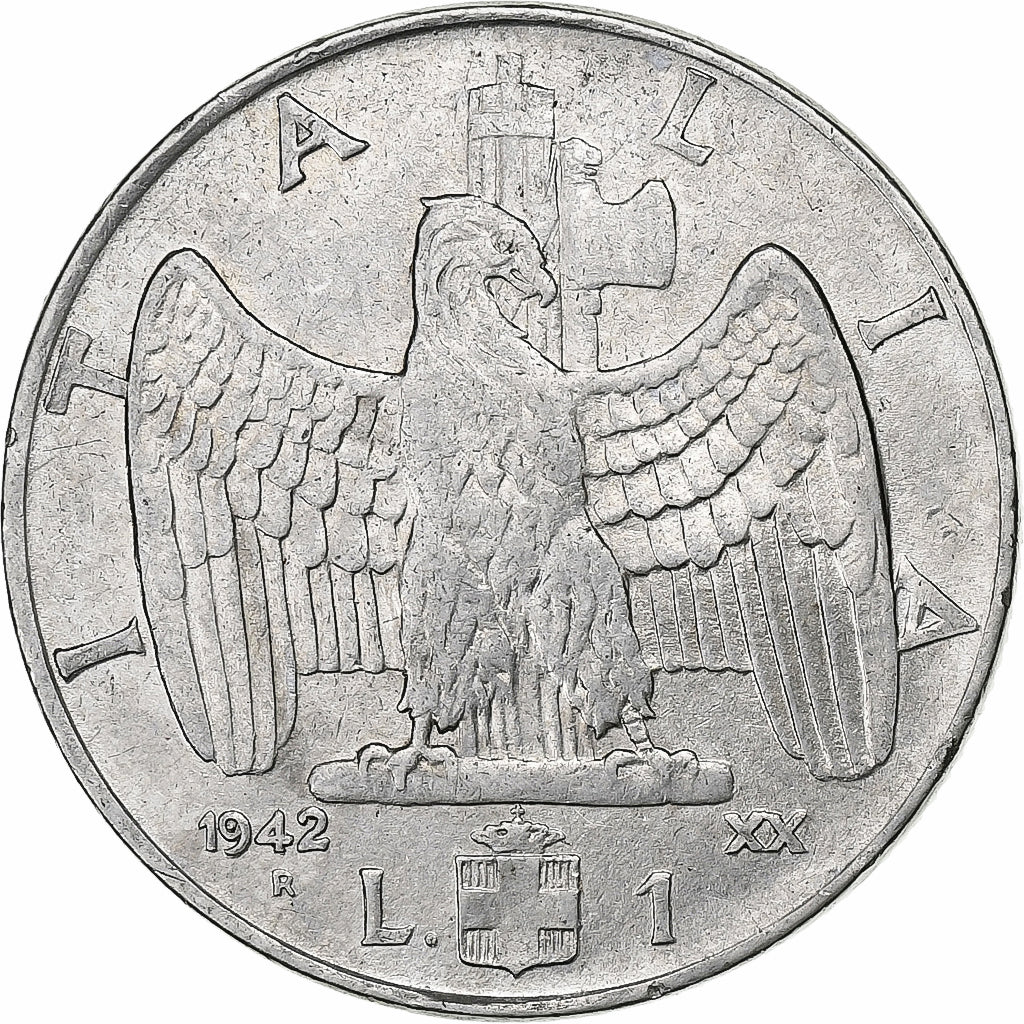 Moneda, Italia, Vittorio Emanuele III, Lira, 1942, Rome, MBC+, Acero inoxidable