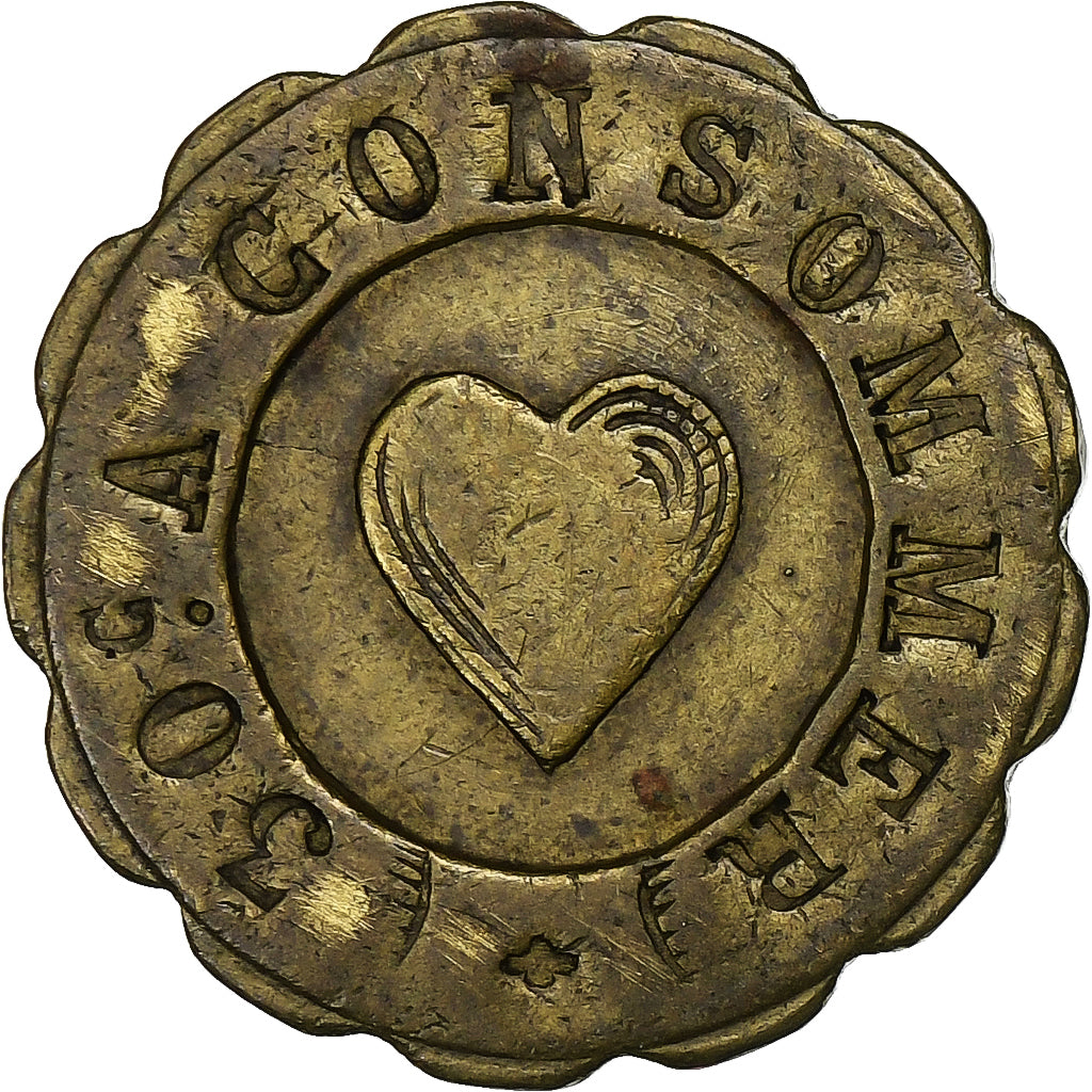 France, 30 Centimes, A Consommer, Laiton, Coeur, TTB