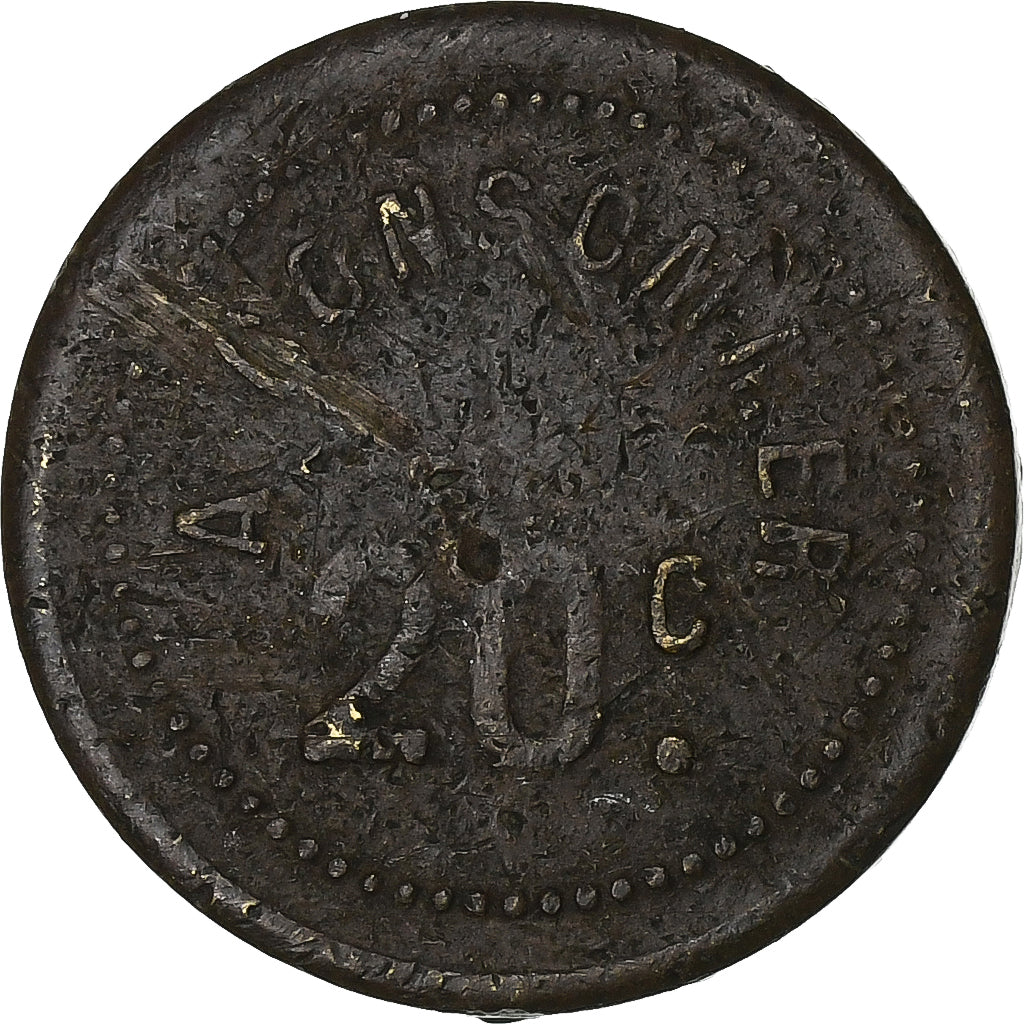 France, 20 Centimes, A Consommer, Copper, ancre, VF(20-25)