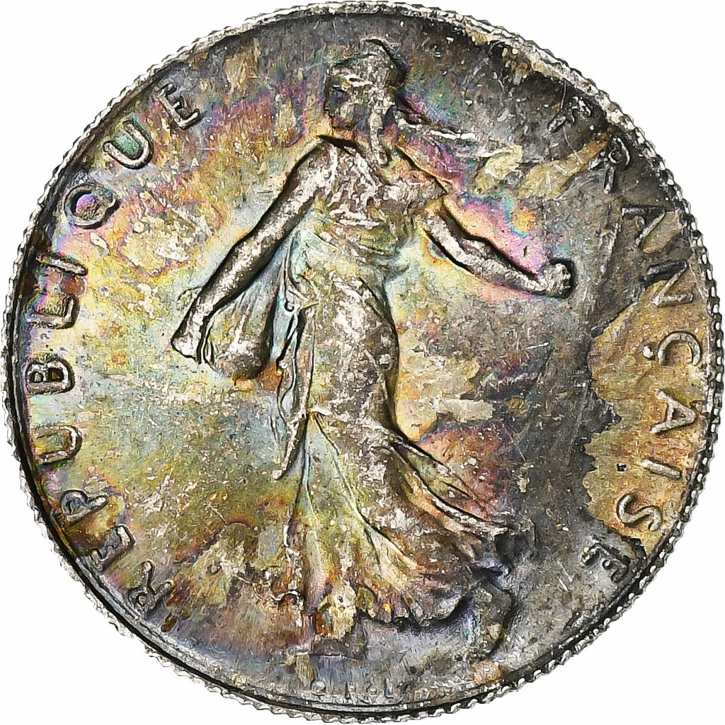 France, 50 Centimes, Semeuse, 1917, Paris, Silver, MS(60-62), Gadoury:420