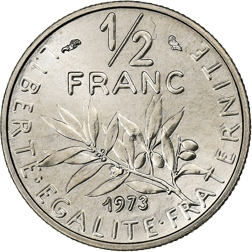 Coin, France, Semeuse, 1/2 Franc, 1973, Paris, MS(65-70), Nickel, KM:931.1