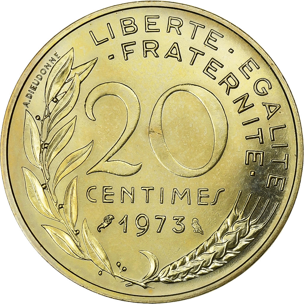 Francia, 20 Centimes, Marianne, 1973, Paris, Alluminio-bronzo, FDC, Gadoury:332