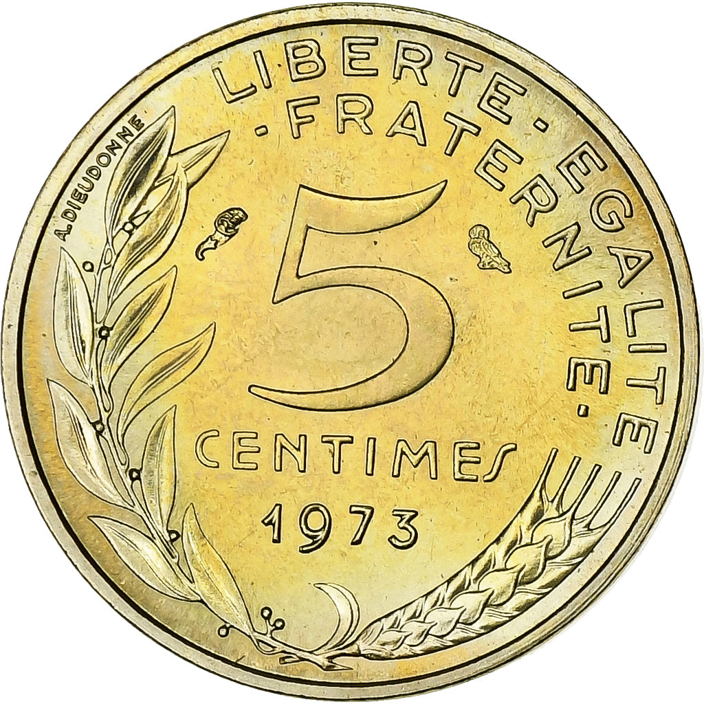 Moneta, Francia, Marianne, 5 Centimes, 1973, Paris, FDC, Alluminio-bronzo