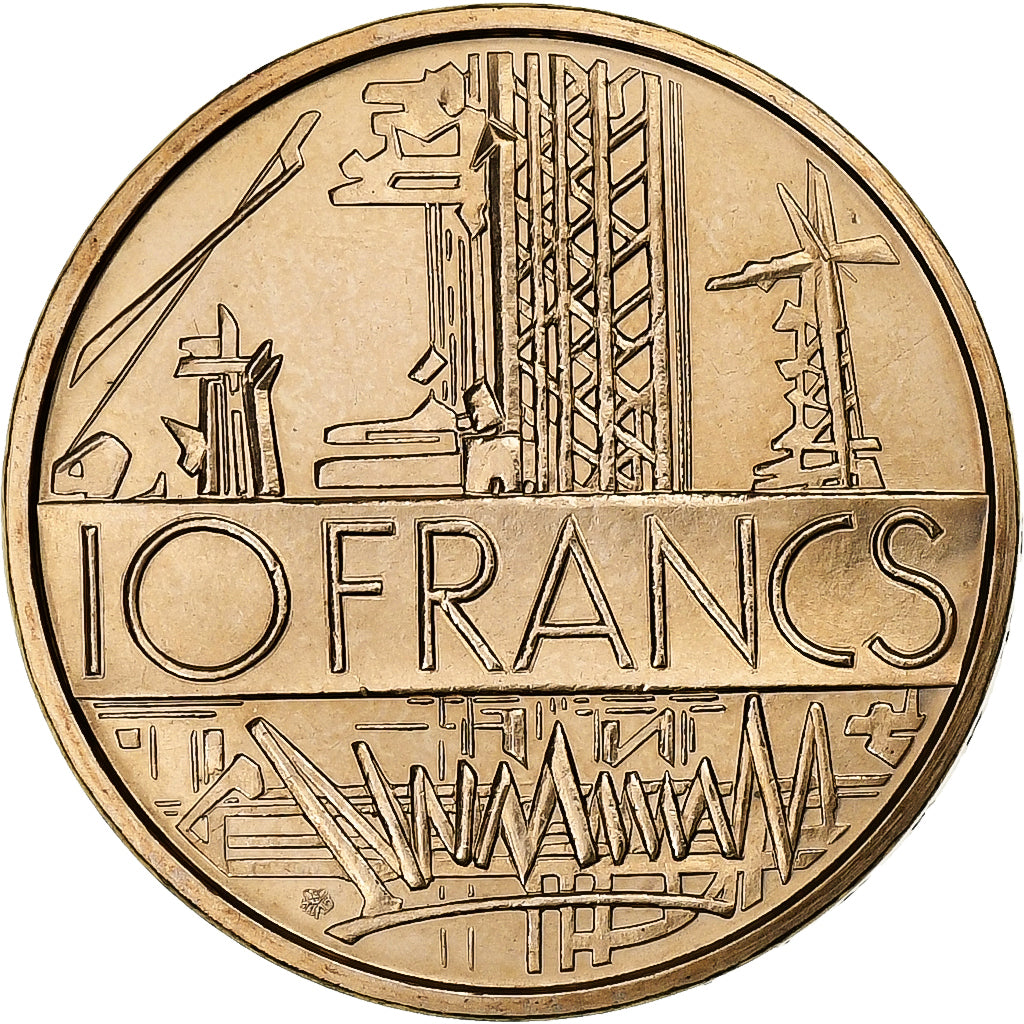Francja, 10 Francs, Mathieu, 1974, Paris, Mosiądz niklowy, MS(65-70)