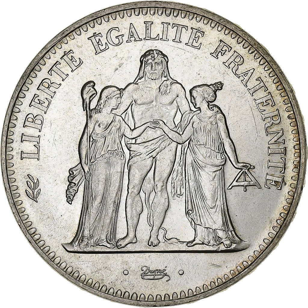 France, 50 Francs, Hercule, 1974, Avers 20 francs, Argent, SUP, Gadoury:882a, Le