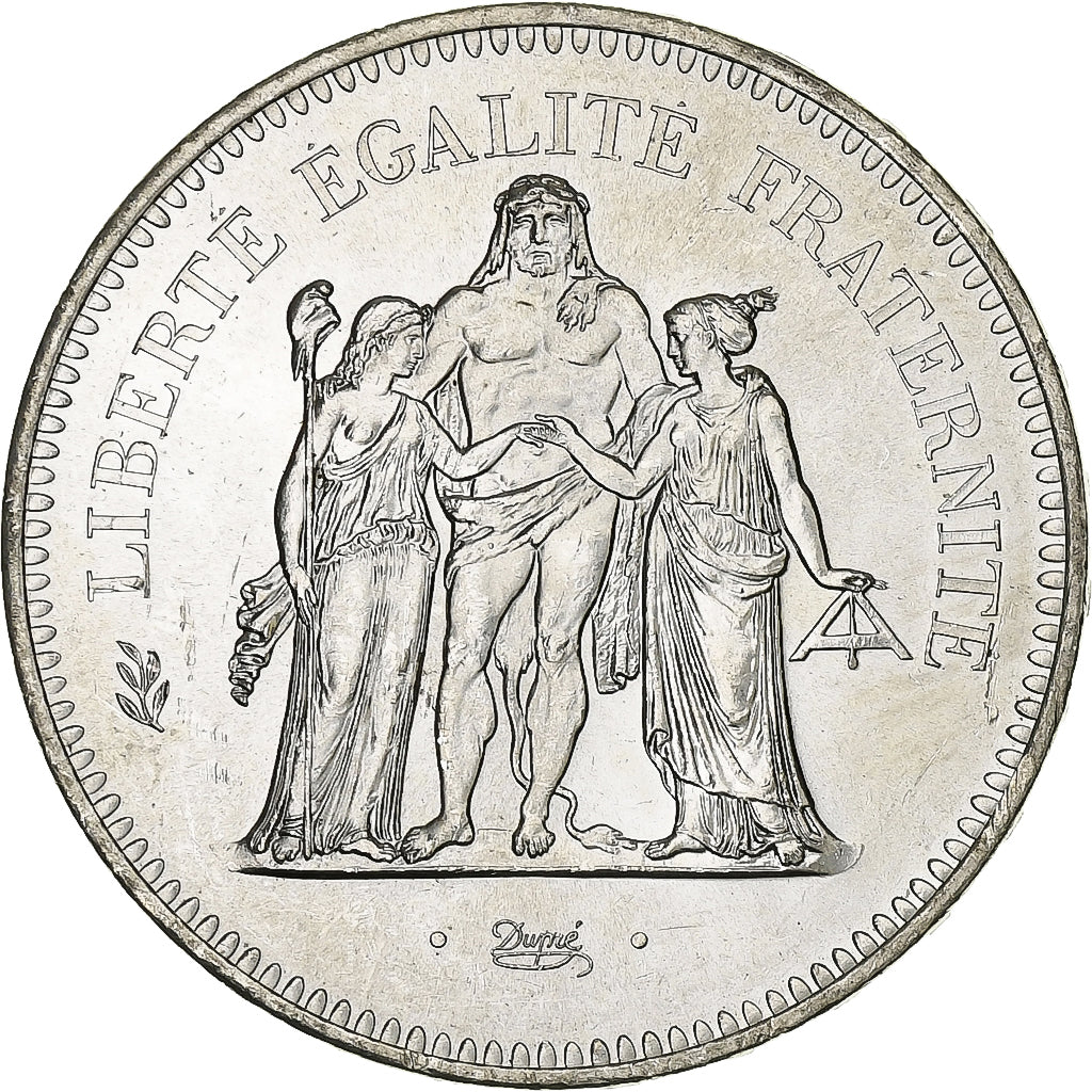 France, 50 Francs, Hercule, 1977, Paris, Silver, MS(64), Gadoury:882, KM:941.1