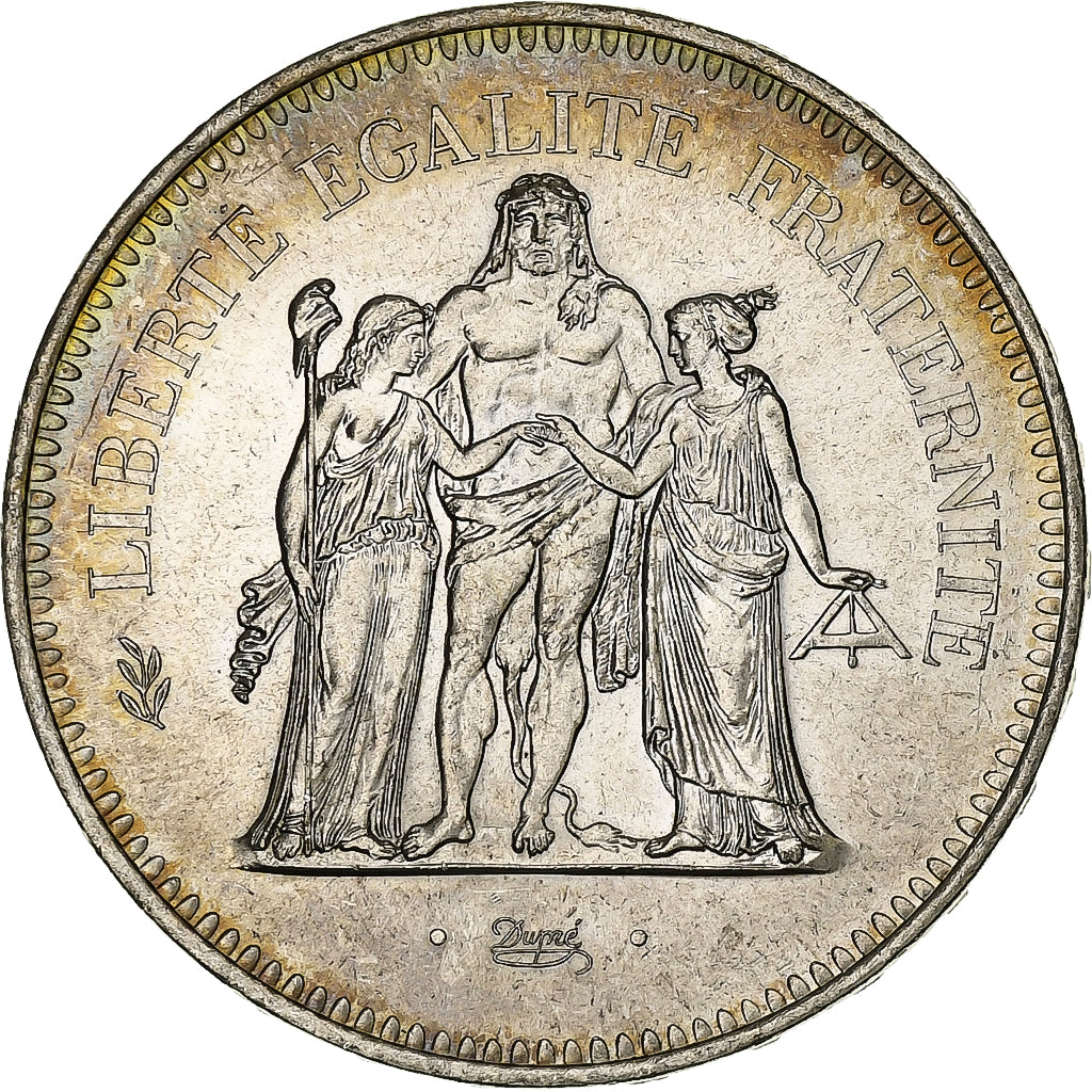 France, 50 Francs, Hercule, 1977, Paris, Silver, MS(64), Gadoury:882, KM:941.1